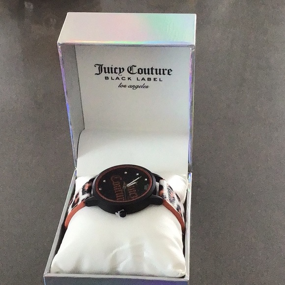 Juicy Couture Black Label NWT Black & Red Cheetah print Analog Wristwatch. - Picture 3 of 6